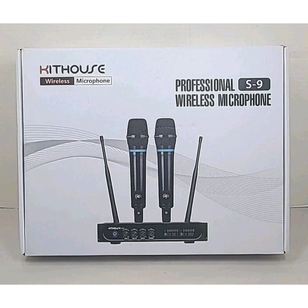 Kithouse S9 UHF Rechargeable Wireless Microphone System Karaoke Microphone